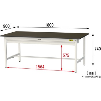 実験用軽量作業台/固定式_指紋レスメラミン天板_ワイド引き出し付き_ワークテーブルLABシリーズ_実験用ラボテーブル 山金工業