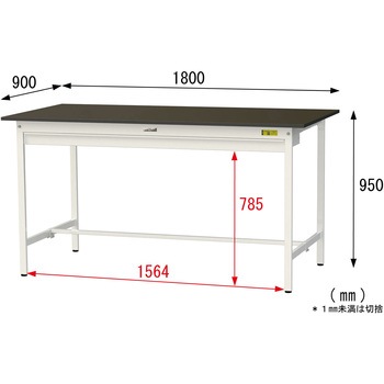 実験用軽量作業台/固定式_指紋レスメラミン天板_ワイド引き出し付き_ワークテーブルLABシリーズ_実験用ラボテーブル 山金工業