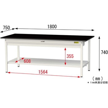 実験用軽量作業台/固定式_高耐薬品ケミテクト天板_ワイド引き出し付き_全面棚付き_ワークテーブルLABシリーズ_実験用ラボテーブル 山金工業