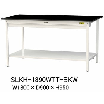 実験用軽量作業台/固定式_高耐薬品ケミテクト天板_ワイド引き出し付き_全面棚付き_ワークテーブルLABシリーズ_実験用ラボテーブル 山金工業
