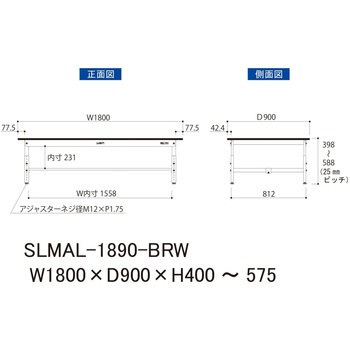 実験用軽量作業台/高さ調整_指紋レスメラミン天板_ワークテーブルLABシリーズ_実験用ラボテーブル 山金工業
