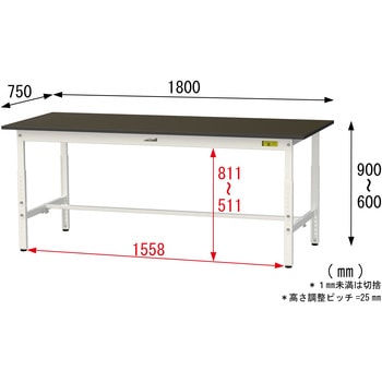 実験用軽量作業台/高さ調整_指紋レスメラミン天板_ワークテーブルLABシリーズ_実験用ラボテーブル 山金工業