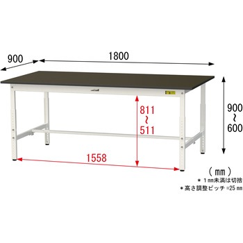 実験用軽量作業台/高さ調整_指紋レスメラミン天板_ワークテーブルLABシリーズ_実験用ラボテーブル 山金工業
