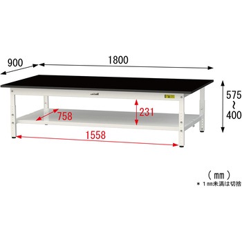実験用軽量作業台/高さ調整_高耐薬品ケミテクト天板_全面棚付き_ワークテーブルLABシリーズ_実験用ラボテーブル 山金工業