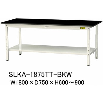 実験用軽量作業台/高さ調整_高耐薬品ケミテクト天板_全面棚付き_ワークテーブルLABシリーズ_実験用ラボテーブル 山金工業