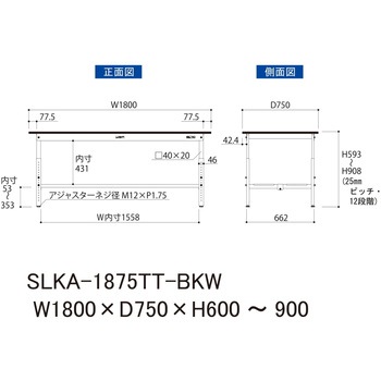 実験用軽量作業台/高さ調整_高耐薬品ケミテクト天板_全面棚付き_ワークテーブルLABシリーズ_実験用ラボテーブル 山金工業
