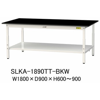 実験用軽量作業台/高さ調整_高耐薬品ケミテクト天板_全面棚付き_ワークテーブルLABシリーズ_実験用ラボテーブル 山金工業