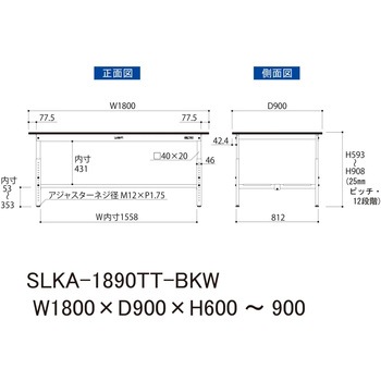 実験用軽量作業台/高さ調整_高耐薬品ケミテクト天板_全面棚付き_ワークテーブルLABシリーズ_実験用ラボテーブル 山金工業