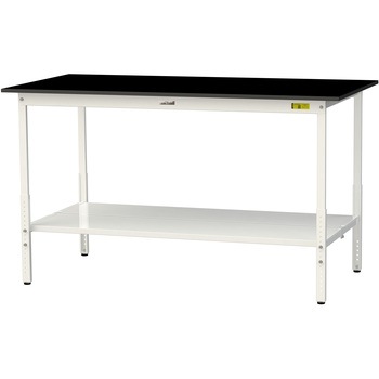 実験用軽量作業台/高さ調整_高耐薬品ケミテクト天板_全面棚付き_ワークテーブルLABシリーズ_実験用ラボテーブル 山金工業