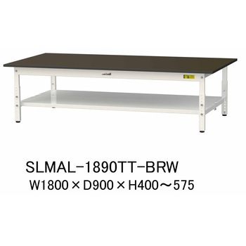 実験用軽量作業台/高さ調整_指紋レスメラミン天板_全面棚付き_ワークテーブルLABシリーズ_実験用ラボテーブル 山金工業