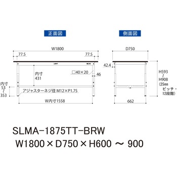 実験用軽量作業台/高さ調整_指紋レスメラミン天板_全面棚付き_ワークテーブルLABシリーズ_実験用ラボテーブル 山金工業