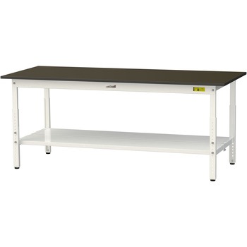 実験用軽量作業台/高さ調整_指紋レスメラミン天板_全面棚付き_ワークテーブルLABシリーズ_実験用ラボテーブル 山金工業