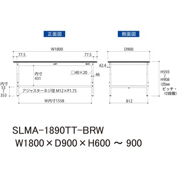 実験用軽量作業台/高さ調整_指紋レスメラミン天板_全面棚付き_ワークテーブルLABシリーズ_実験用ラボテーブル 山金工業