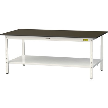 実験用軽量作業台/高さ調整_指紋レスメラミン天板_全面棚付き_ワークテーブルLABシリーズ_実験用ラボテーブル 山金工業