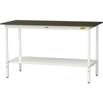 実験用軽量作業台/高さ調整_指紋レスメラミン天板_全面棚付き_ワークテーブルLABシリーズ_実験用ラボテーブル 山金工業