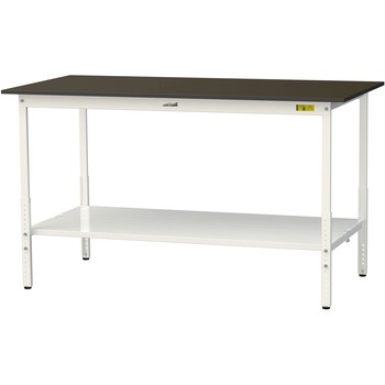 実験用軽量作業台/高さ調整_指紋レスメラミン天板_全面棚付き_ワークテーブルLABシリーズ_実験用ラボテーブル 山金工業