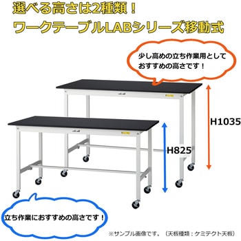 実験用軽量作業台/キャスター付き_高耐薬品ケミテクト天板_ワークテーブルLABシリーズ_実験用ラボテーブル 山金工業