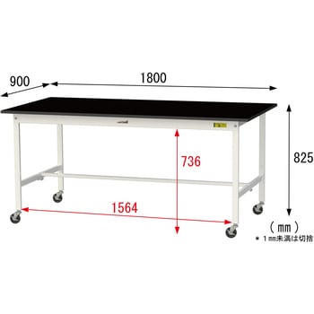 実験用軽量作業台/キャスター付き_高耐薬品ケミテクト天板_ワークテーブルLABシリーズ_実験用ラボテーブル 山金工業