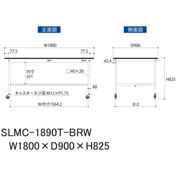 実験用軽量作業台/キャスター付き_指紋レスメラミン天板_半面棚付き_ワークテーブルLABシリーズ_実験用ラボテーブル 山金工業