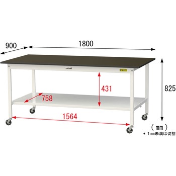 実験用軽量作業台/キャスター付き_指紋レスメラミン天板_全面棚付き_ワークテーブルLABシリーズ_実験用ラボテーブル 山金工業