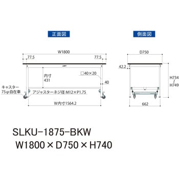 実験用軽量作業台/ワンタッチキャスター付き_高耐薬品ケミテクト天板_ワークテーブルLABシリーズ_実験用ラボテーブル 山金工業