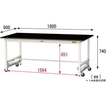実験用軽量作業台/ワンタッチキャスター付き_高耐薬品ケミテクト天板_ワークテーブルLABシリーズ_実験用ラボテーブル 山金工業