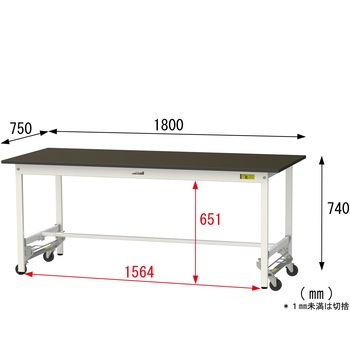 実験用軽量作業台/ワンタッチキャスター付き_指紋レスメラミン天板_ワークテーブルLABシリーズ_実験用ラボテーブル 山金工業