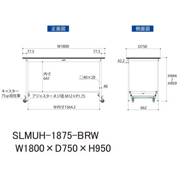 実験用軽量作業台/ワンタッチキャスター付き_指紋レスメラミン天板_ワークテーブルLABシリーズ_実験用ラボテーブル 山金工業