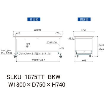 実験用軽量作業台/ワンタッチキャスター付き_高耐薬品ケミテクト天板_全面棚付き_ワークテーブルLABシリーズ_実験用ラボテーブル 山金工業