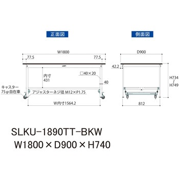 実験用軽量作業台/ワンタッチキャスター付き_高耐薬品ケミテクト天板_全面棚付き_ワークテーブルLABシリーズ_実験用ラボテーブル 山金工業