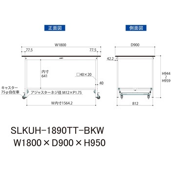 実験用軽量作業台/ワンタッチキャスター付き_高耐薬品ケミテクト天板_全面棚付き_ワークテーブルLABシリーズ_実験用ラボテーブル 山金工業