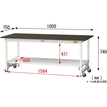 実験用軽量作業台/ワンタッチキャスター付き_指紋レスメラミン天板_全面棚付き_ワークテーブルLABシリーズ_実験用ラボテーブル 山金工業