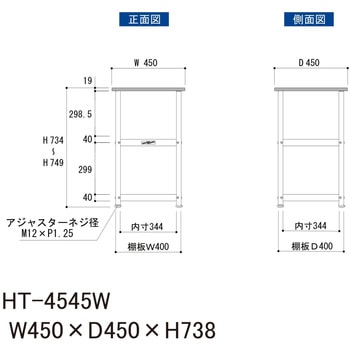 軽量作業用/固定式_天板付き150ワゴン_低圧メラミン天板_ワークテーブル150シリーズ 山金工業