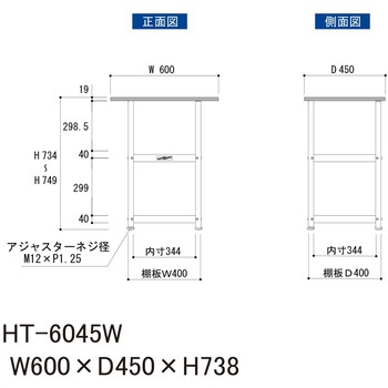 軽量作業用/固定式_天板付き150ワゴン_低圧メラミン天板_ワークテーブル150シリーズ 山金工業