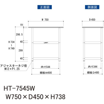 軽量作業用/固定式_天板付き150ワゴン_低圧メラミン天板_ワークテーブル150シリーズ 山金工業