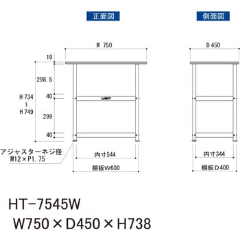 軽量作業用/固定式_天板付き150ワゴン_低圧メラミン天板_ワークテーブル150シリーズ 山金工業