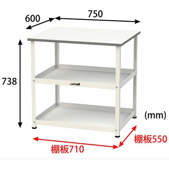 軽量作業用/固定式_天板付き150ワゴン_低圧メラミン天板_ワークテーブル150シリーズ 山金工業