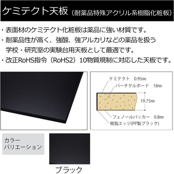 実験用/軽量作業用/固定式_天板付きラボワゴン_高耐薬品ケミテクト天板_ワークテーブルLABシリーズ 山金工業