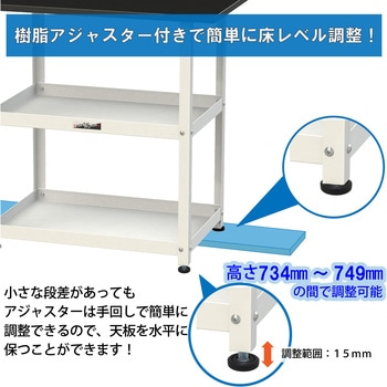 実験用/軽量作業用/固定式_天板付きラボワゴン_高耐薬品ケミテクト天板_ワークテーブルLABシリーズ 山金工業