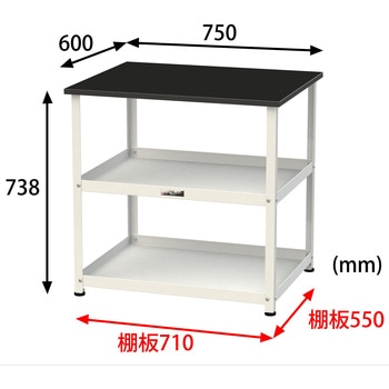 実験用/軽量作業用/固定式_天板付きラボワゴン_高耐薬品ケミテクト天板_ワークテーブルLABシリーズ 山金工業