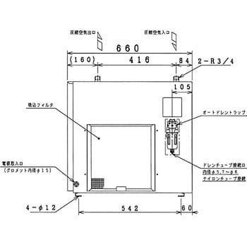 ベビコン用冷凍式エアードライヤー(アフタークーラ内蔵) 強制空冷 適合エアコンプレッサ7.5～11kw HDB-20F