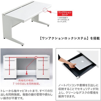 デスク US-1 片袖机(D-3段袖)(組立サービス付き) プラス[家具]
