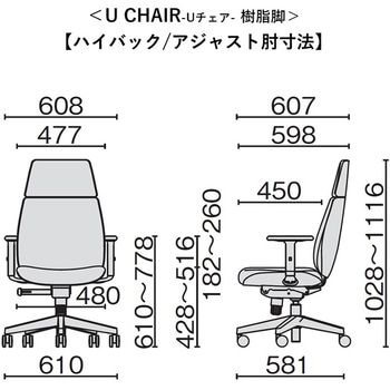 チェア Uチェア ハイバック 樹脂脚 ブラックシェル(組立サービスなし) プラス(家具)