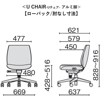 チェア Uチェア ローバック アルミ脚 ブラックシェル(組立サービスなし) プラス(家具)