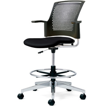 チェア チェダーC ビニルレザー張り 回転脚ハイタイプ 背ヌード 肘付 プラス(家具)