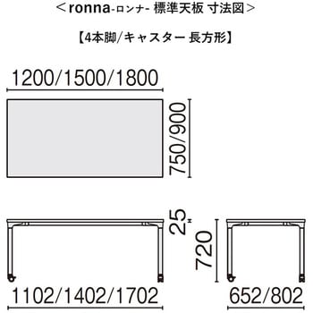 会議テーブル ロンナ 4本脚キャスタータイプ(組立サービスなし) - プラス[家具]