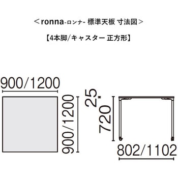 会議テーブル ロンナ 4本脚キャスタータイプ 正方形(組立サービスなし) プラス[家具]