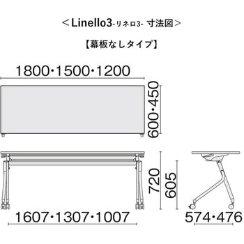 会議テーブル リネロ3 幕板なし・棚板付(組立サービス付き) プラス[家具]