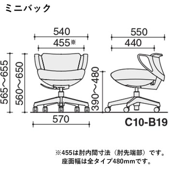 オフィスチェアー ピコラリビナ ブラック脚 ミニバック レザー(配送・組立サービス付き) コクヨ