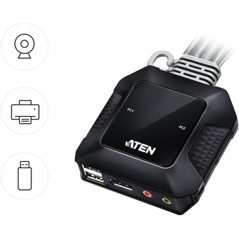 2ポート USB-C DisplayPort ハイブリッド ケーブルKVMスイッチ ATEN